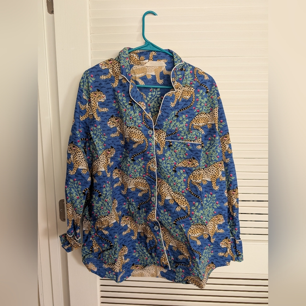 Anthropologie PrintFresh Bagheera Blue Pajama Set